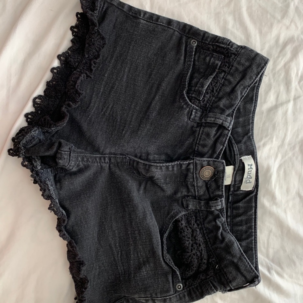 Kids black denim shorts